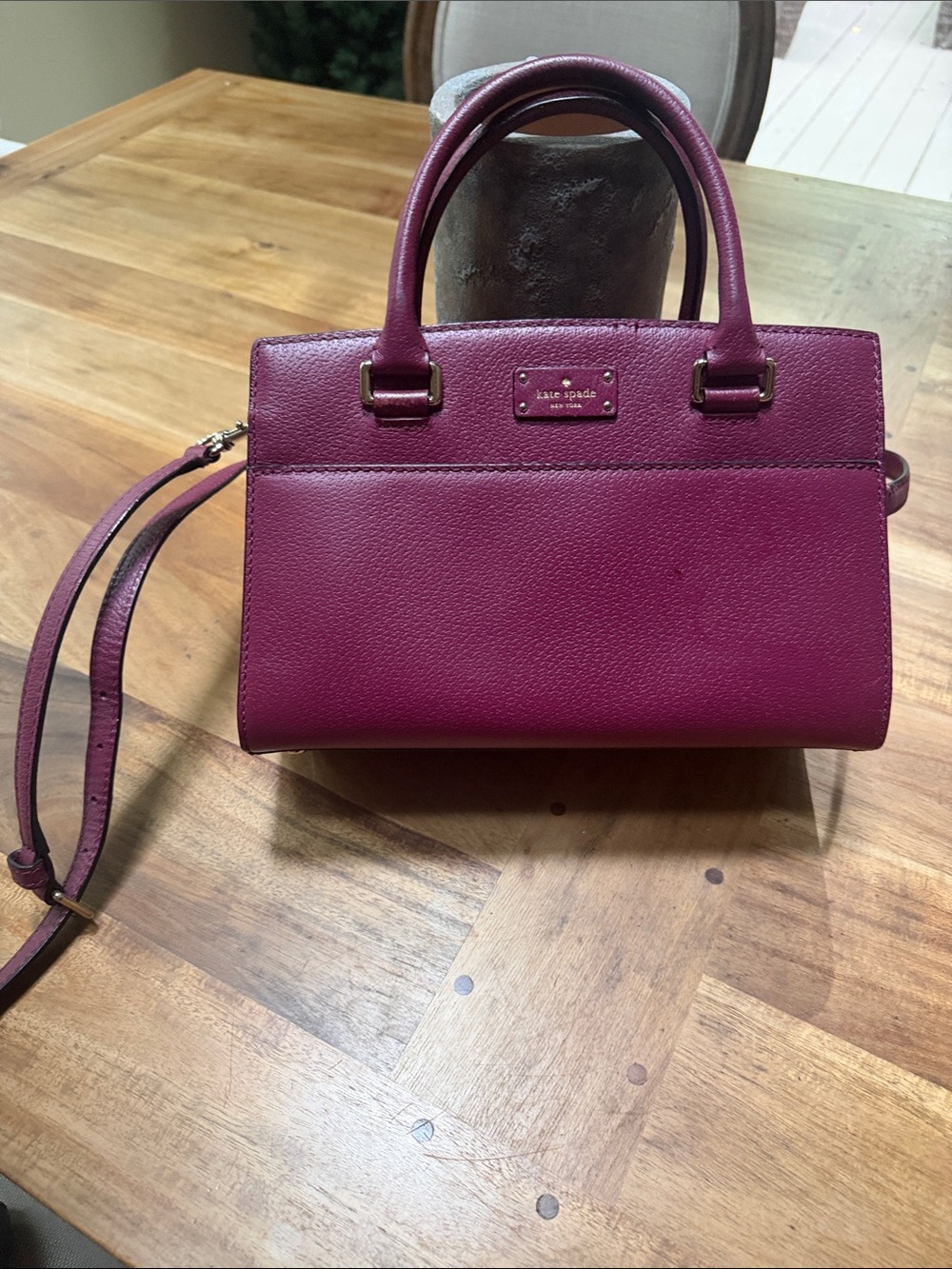 kate spade pebbled satchel in berry magenta